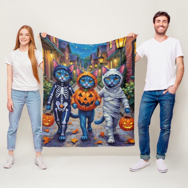 Oriental Blue Cats Trick-or-Treating Halloween Fleecedecke (Beispiel)