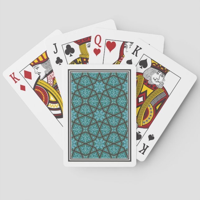 Oriental Blue Green Arabic Egypt Geometric Spielkarten (Rückseite)