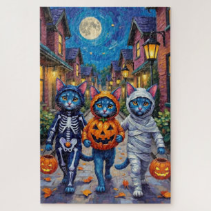 Oriental Blue Katzen beim Trick-or-Treat an Hallow