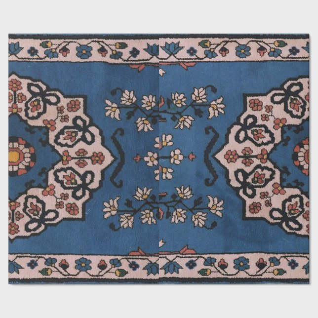 Oriental Blue Türkisches Persisches Muster Geschenkpapier (Saum)