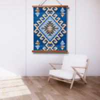 Oriental Blue Turkish Kilim Rug Wall