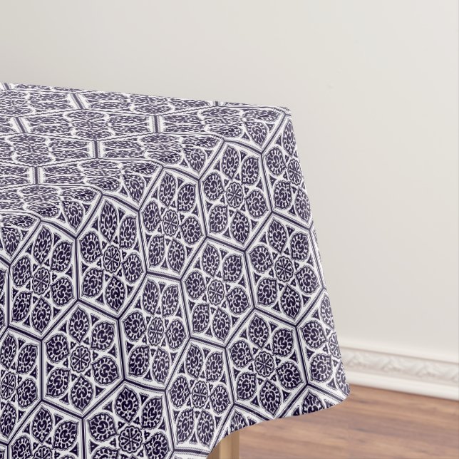 Oriental Blue Turkish Rosette Geometric Vector Art Tischdecke (Beispiel)