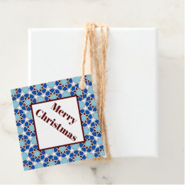Oriental Blue White marokkanische Geometrie Muster Geschenkanhänger