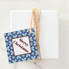 Oriental Blue White marokkanische Geometrie Muster Geschenkanhänger