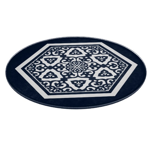 Oriental Blue White Ottoman Türkisches Kunstmuseum Schneidebrett (Ecke)