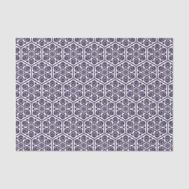 Oriental Blue White Turkish Rosette Geometrie Art Seidenpapier (Vorderseite)