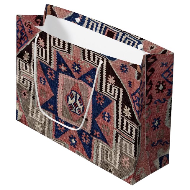 Oriental Carpet Red Rug Killim Große Geschenktüte (Vorderseite Schrägansicht)