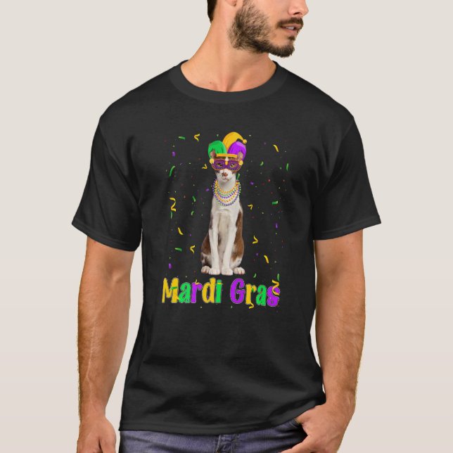 Oriental Cat Mardi Gras Meowdi Gras Kitten Maske T-Shirt (Vorderseite)