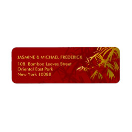 Oriental Chic Bamboo Blätter Gold Red Address Labe