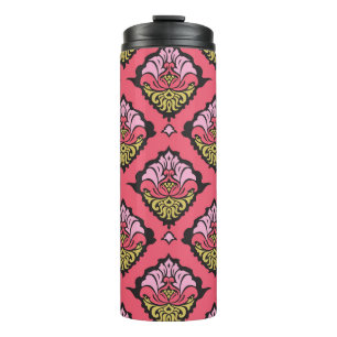 Oriental Damask Floral Nahtloses Tapete Thermosbecher
