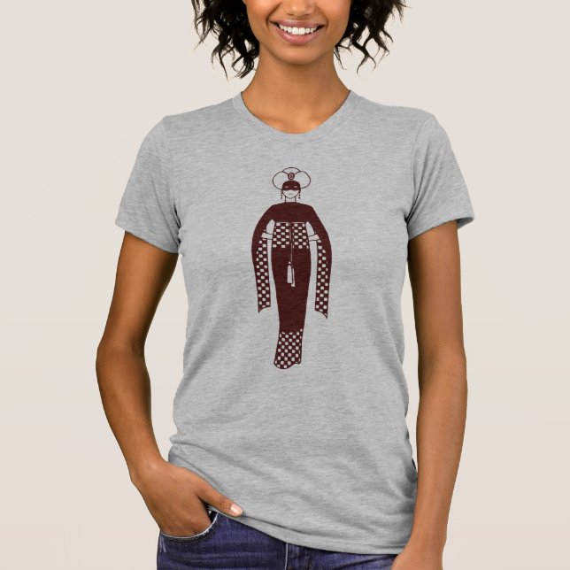 Oriental Dark Red Woman Turban Türkei Art Nouveau T-Shirt (Vorderseite)