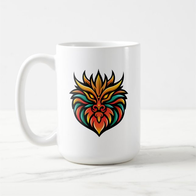 Oriental Dragon Head Tasse - Fiery Art Design (Links)
