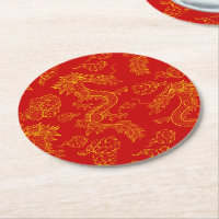 Oriental Dragon Muster Gold und Rot