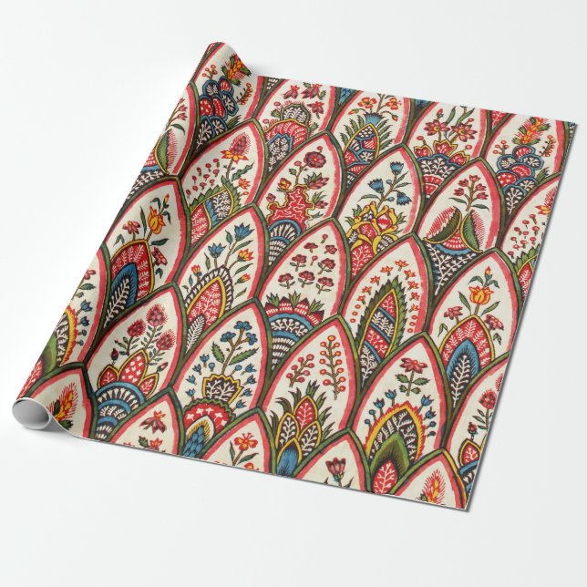 ORIENTAL FLORAL PATTERN Farbige Blume und Verlass Geschenkpapier (Ungerollt)