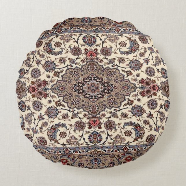 Oriental Floral Persian Teppichmuster Rundes Kissen (Vorderseite)
