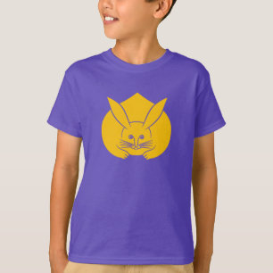 Oriental Gelb Lila Japan Kaninchen Mon Kamon Kunst T-Shirt