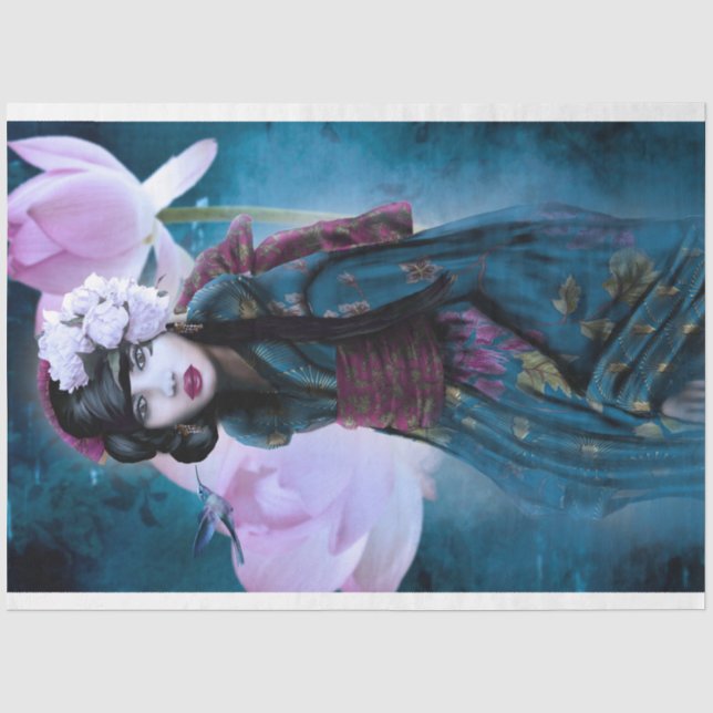 Oriental Girl Lotus & Geishi Seidenpapier (Vorderseite)