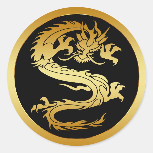 ORIENTAL GOLD DRAGON RUNDER AUFKLEBER (Vorderseite)
