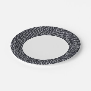 Oriental Indigo Blue White Japan Weaving Muster Pappteller