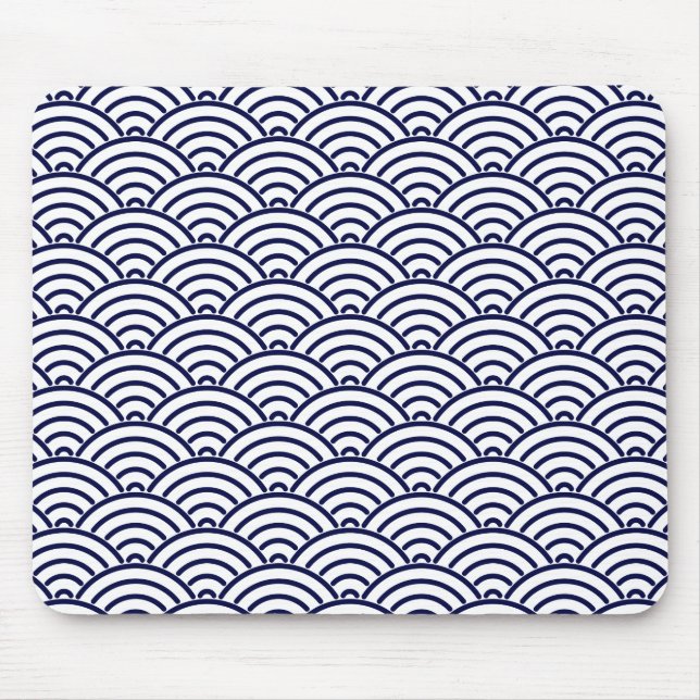 Oriental Japanisch Koinobori Fischskala Delft Blue Mousepad (Vorne)