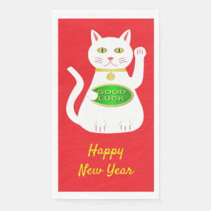 Oriental Lucky Cat Custom Chinese New Year Serviette