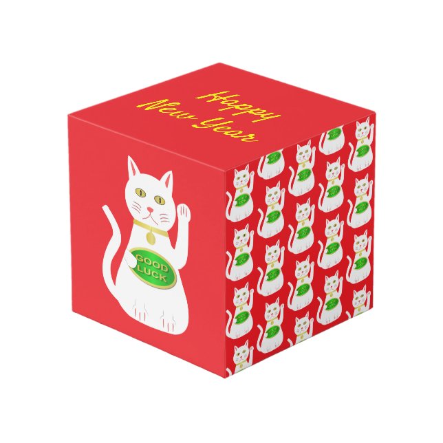 Oriental Lucky Cat Custom Foto Upload Würfel (Vorderseite Schrägansicht)