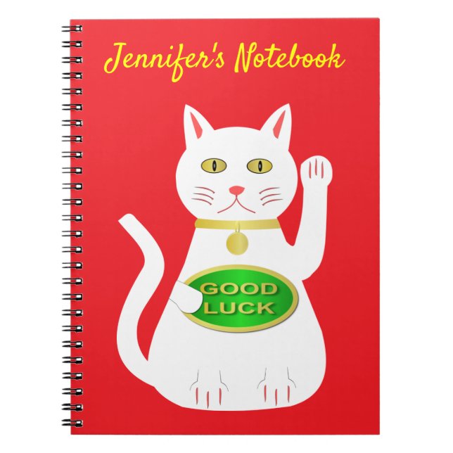 Oriental Lucky Cat Custom Notizblock (Vorderseite)