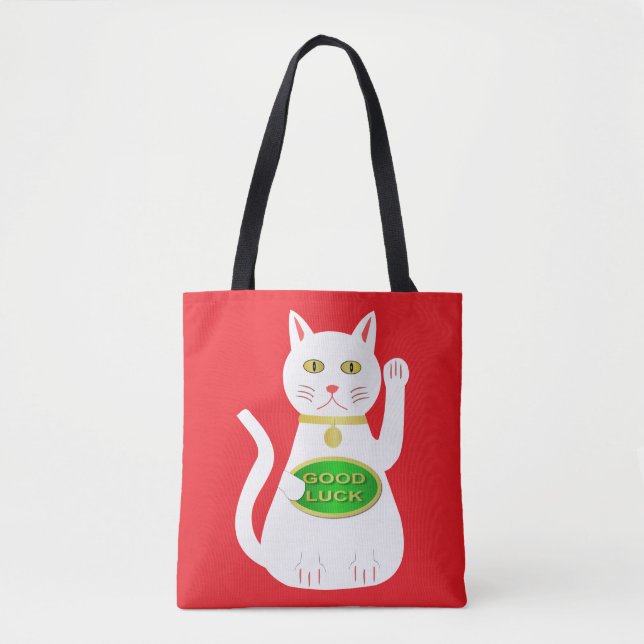 Oriental Lucky Cat Doppelseitige Printwerbung Tasche (Vorderseite)