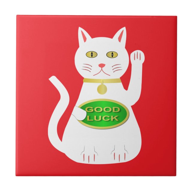 Oriental Lucky Cat Fliese (Vorderseite)