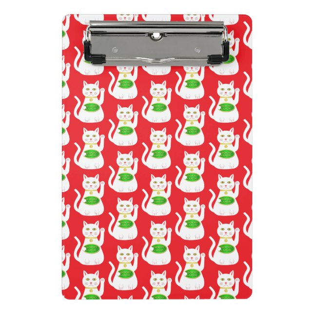 Oriental Lucky Cat Gemustert Mini Klemmbrett (Vorderseite)