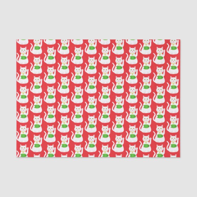 Oriental Lucky Cat Gemustert Seidenpapier (Vorderseite)
