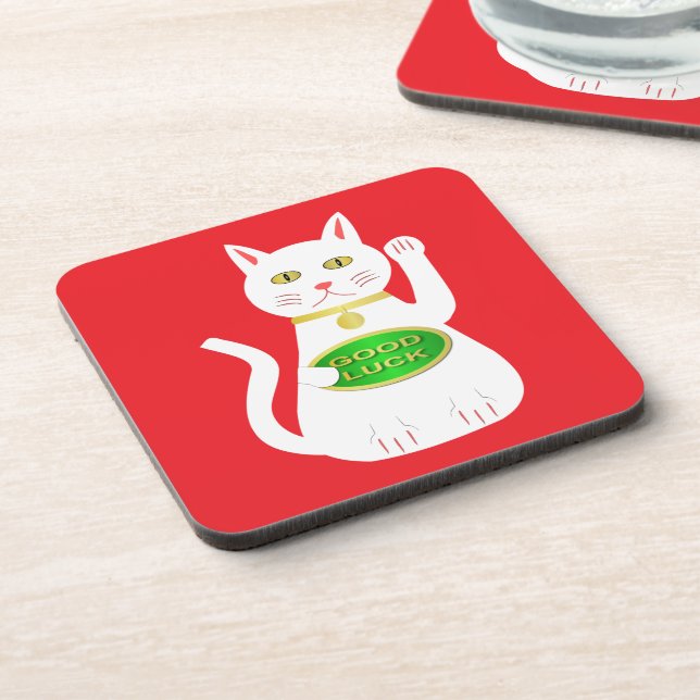 Oriental Lucky Cat Getränkeuntersetzer (Linke Seite)