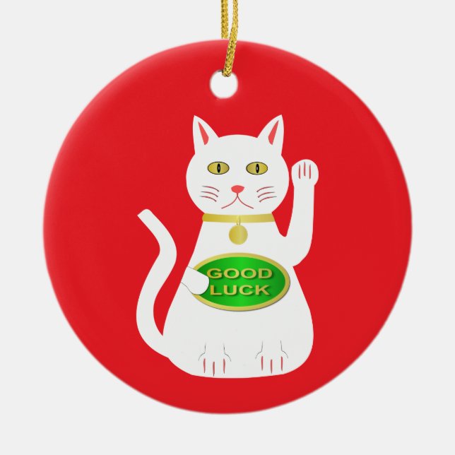 Oriental Lucky Cat Keramik Ornament (Vorne)