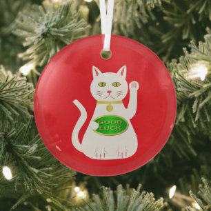 Oriental Lucky Cat Ornament Aus Glas