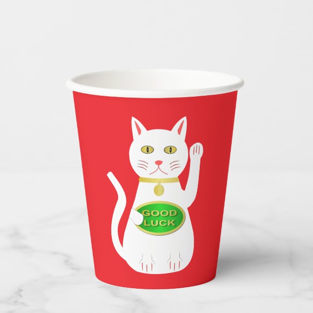 Oriental Lucky Cat Pappbecher (Vorderseite)