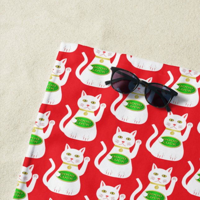 Oriental Lucky Cat Strandtuch (Beispiel)