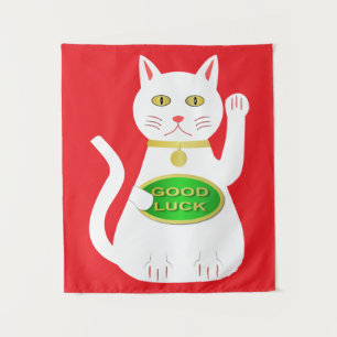 Oriental Lucky Cat Wandteppich