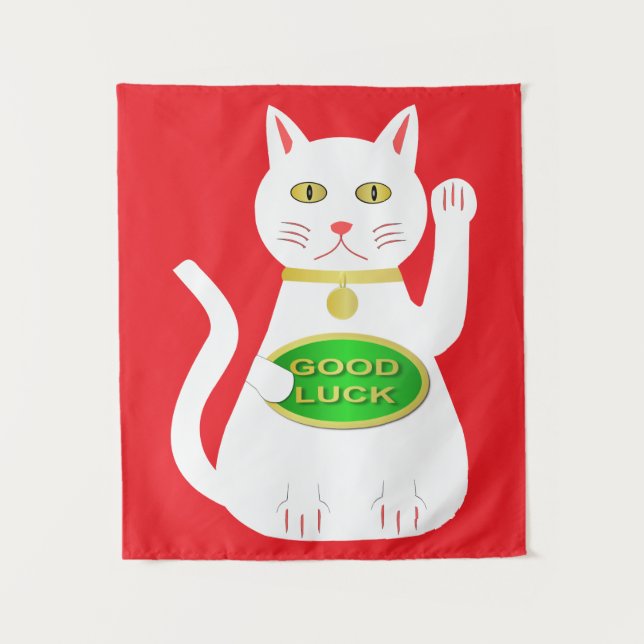 Oriental Lucky Cat Wandteppich (Vorderseite)