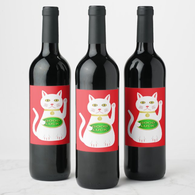 Oriental Lucky Cat Weinetikett (Flaschen)