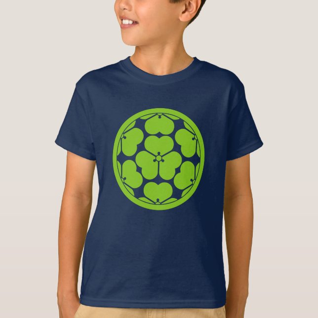 Oriental Matcha Green Chosokabe Japan Mon Art T-Shirt (Vorderseite)