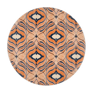 Oriental nahtlos: schwarzes oranges Ornament Schneidebrett