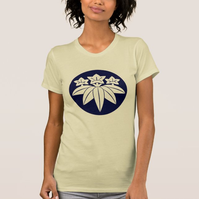 Oriental Navy Blue Kamakura Minamoto Japan Mon Art T-Shirt (Vorderseite)