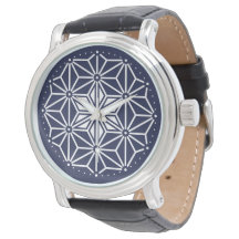 Oriental Navy Blue White Asanoha Japan Muster