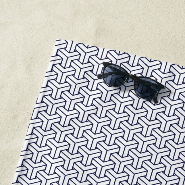 Oriental Navy Blue White Japan Bishamon Muster Strandtuch (Beispiel)
