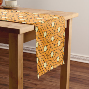 Oriental Orange Beige Dreieck Hexagon Ägyptisch Kurzer Tischläufer