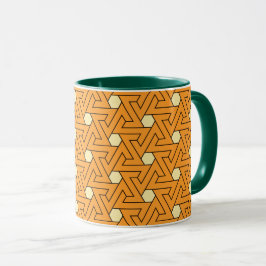 Oriental Orange Beige Hexagon Ägyptisches Muster Tasse