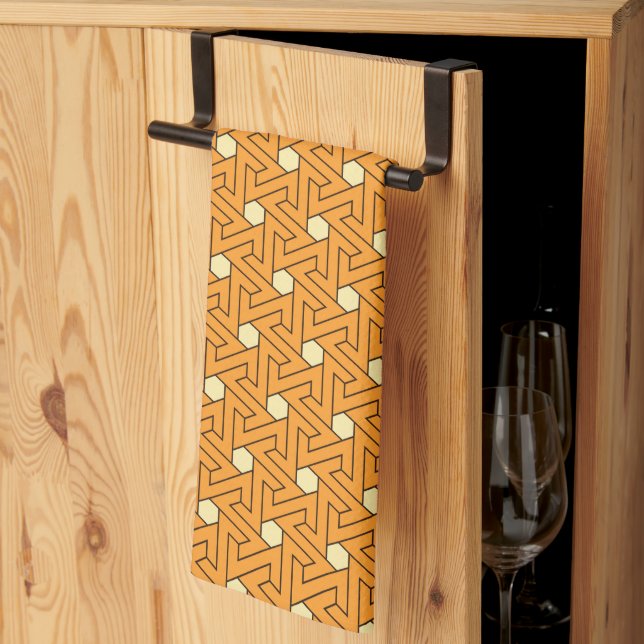 Oriental Orange Beige Triskelion Ägyptisches Muste Geschirrtuch (Drittel gefaltet)