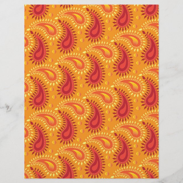 Oriental Orange Persian Paisley Pattern (Vorderseite)