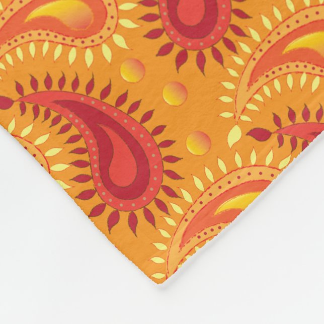 Oriental Orange Persian Paisley Pattern Fleecedecke (Ecke)