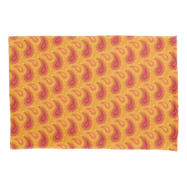 Oriental Orange Persian Paisley Pattern Kissenbezug (Vorderseite)